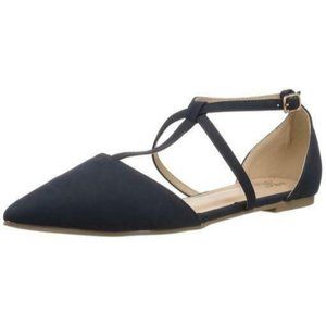 Brinley Co Womens Keiko Blue T-Strap Heels Size 7.